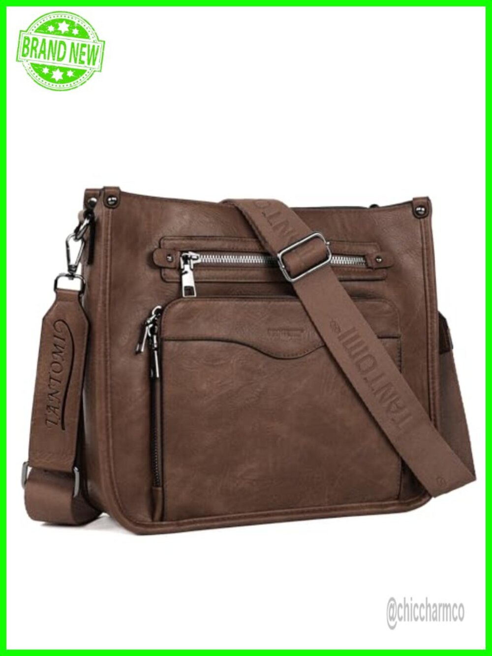 PU Leather Crossbody Bag Multi-Pocket Vegan Leather Shoulder Purse